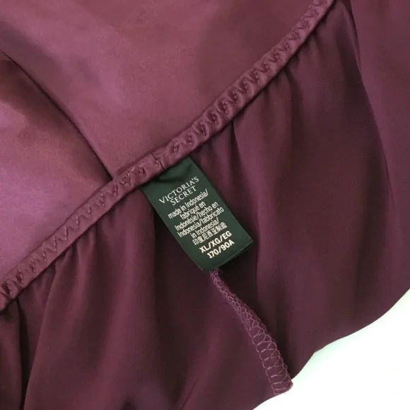 Victoria's Secret Burgundy Satin Pajama Shorts with Lace Trim - Picture 4 of 5